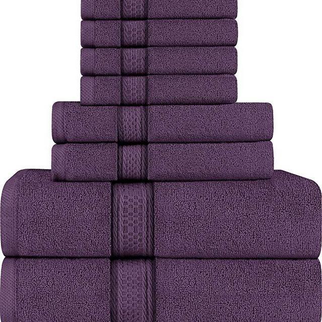 Utopia Towels 8 Piece Towel Set, Plum, 2 Bath Towels, 2 Hand Towels, and 4 Washcloths