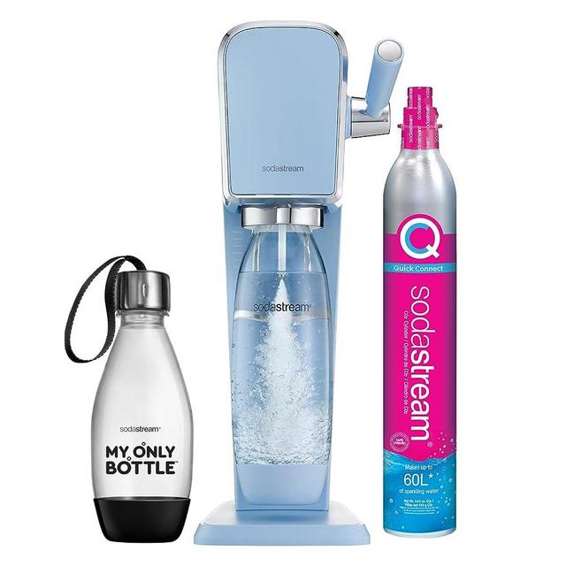 SodaStream Art Sparkling Water Maker (Blue) with CO2 and Two Carbonating Bottles
