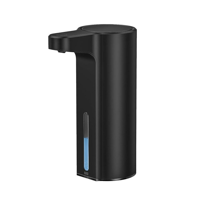EKO Aroma 9 fl oz Automatic Liquid Soap Dispenser, Rechargeable & Water-Resistant Soap Dispenser for Kitchen and Bathroom with Adjustable Volume Control (Matte Black Steel)