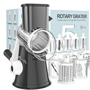 5 in 1 Rotary Cheese Grater Hand Crank Cheese Shredder- Black