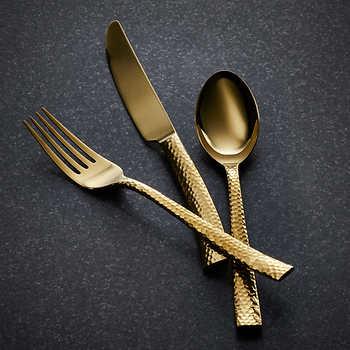 Argent Orfévres Paris Gold 20-piece Hammered Flatware Set