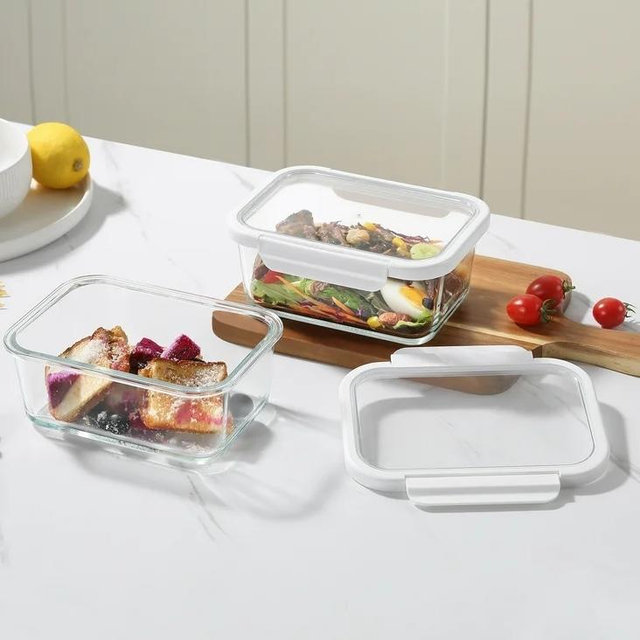 Better Homes & Gardens 4Cup Rectangle Glass Food Storage Container with Tritan Lid. Set of 2, 4 Pieces