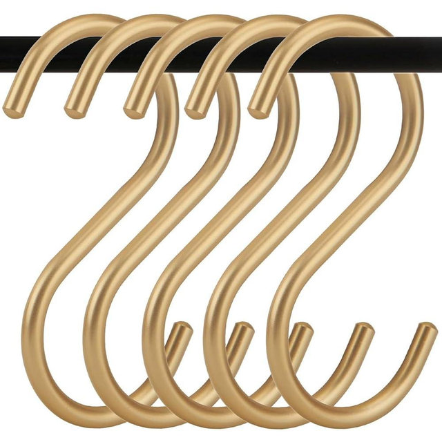 ULWSKY 10Pcs Gold S Hooks,Aluminum Alloy S Shaped Hooks,4.3x1.4inch Gold Hook Hanger,Heavy Duty S Hook,Utility S Hook for Bathroom,Cloakroom,Kitchen,Garden