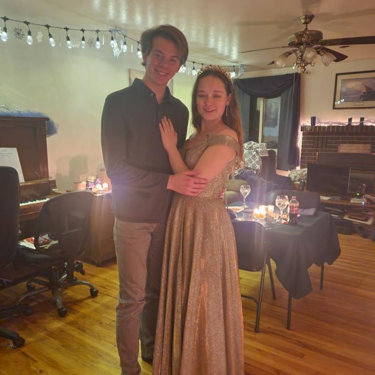 Made a special dinner together and had a fancy dinner in the living room, just for fun!