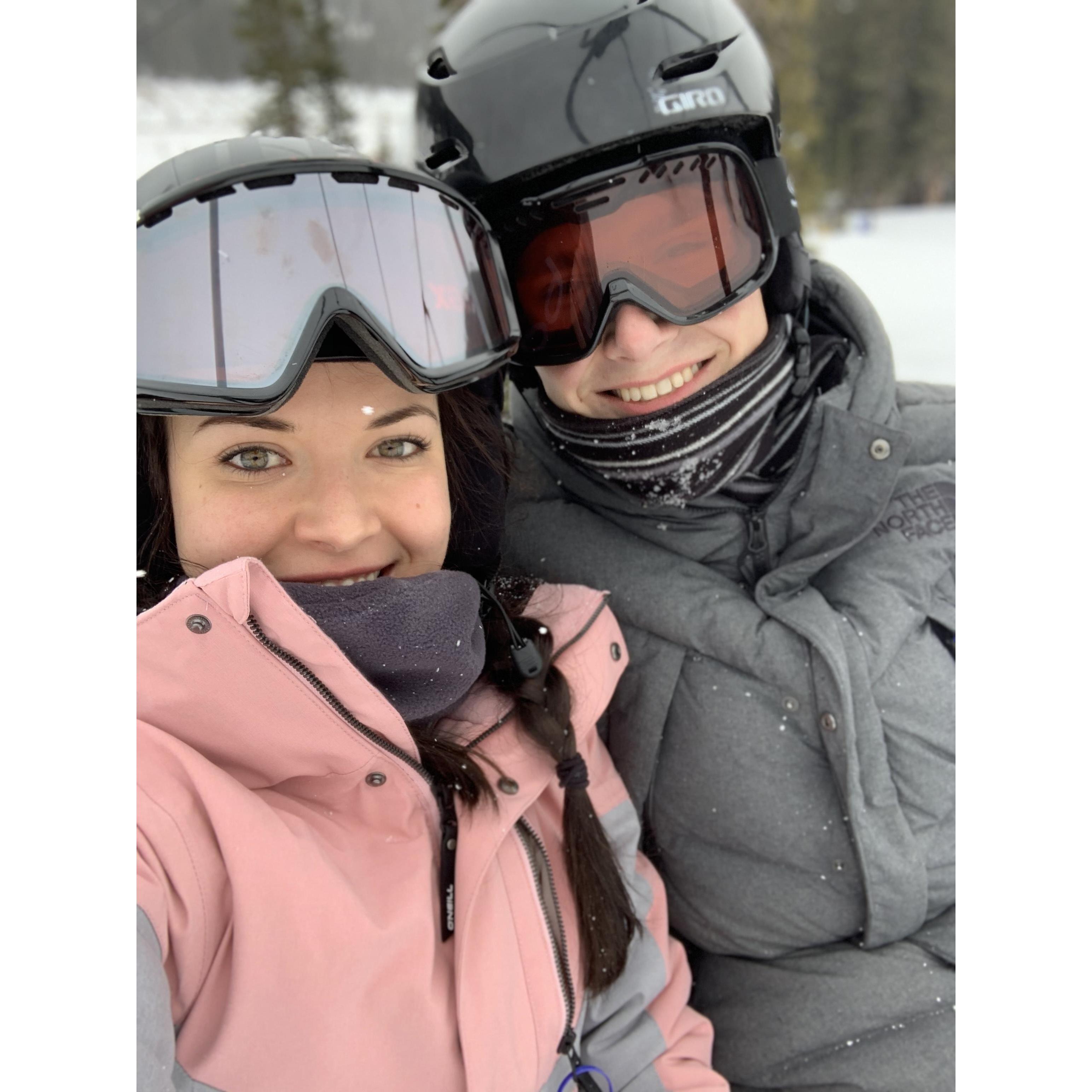 Trevor's first time snowboarding