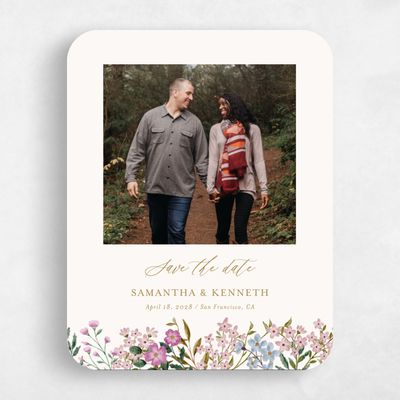 Beige Rounded Wedding Save the Date - Lombardy Photo