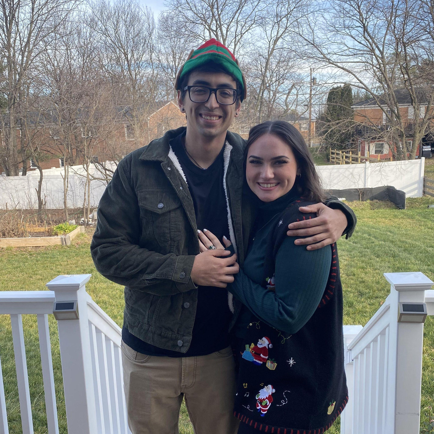 Celebrating our first Christmas together at Tristan's brother's house!