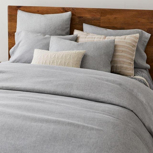 Hemp Cotton Solid Duvet, King, Silver