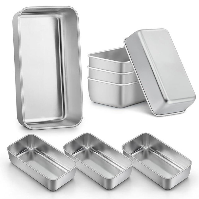 LIANYU 8 Pack 9x5 Inch Loaf Pans for Bread Baking, Stainless Steel Baking Bread Pans, Small Loaf Tins for Homemade Brownies and Pound Cakes, Dishwasher Safe