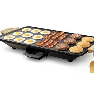 CookSimple Everyday 20"x12" Electric Griddle–1700W Nonstick ILAG Granite Surface, Large Flat Design, Perfect for Family Meals, Pancakes&Eggs, Fast Even Heating, Easy to Clean, Granite Black
