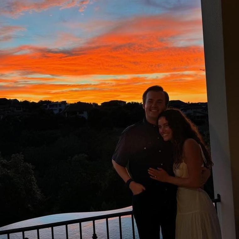 The beautiful sunset at our engagement party