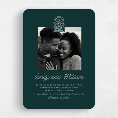Green Rounded Wedding Invitation - Vianne Photo