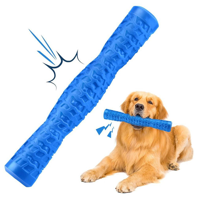 LOYEE Dog Squeaky Toys Interactive Dog Toys for Aggressive Chewers Tough Rubber Chew Toys for Medium/Large Breed, Indestructible Puppy Chew Toys for Teething (Blue)