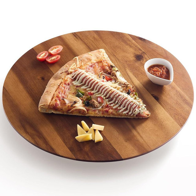 Tidita 16" Acacia Lazy Susan Organizer for Table - Wooden Lazy Susan Turntable - Wood Kitchen Turntable Storage Food for Cheese Boards, Pantry, Fridge, Countertop (Acacia Wood, 16 Inch)