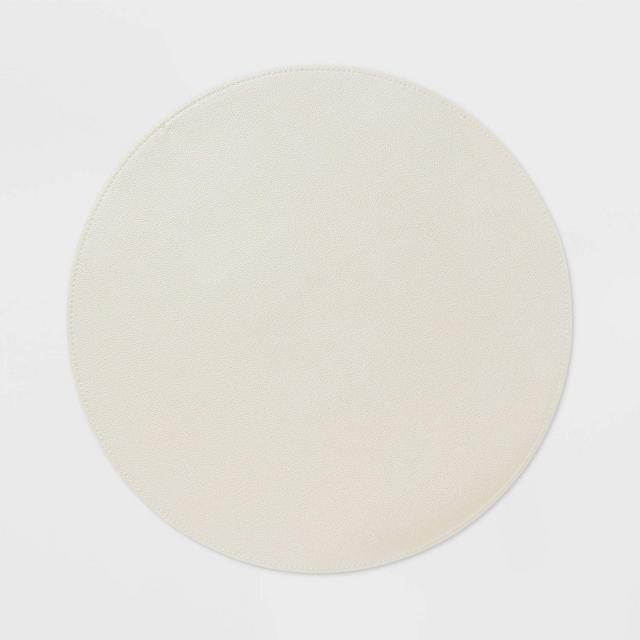 15" Round Pebble Ivory Faux Leather Charger White - Threshold™