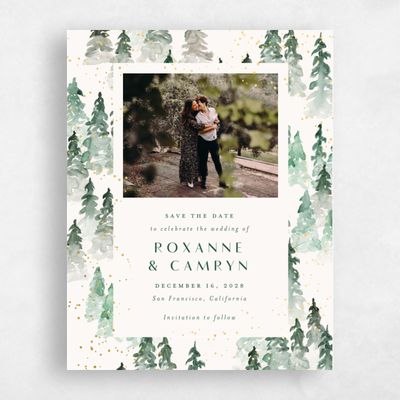 Green Wedding Save the Date - Spruce Photo Foil