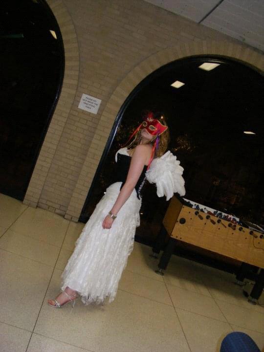Julia held a small masquerade party at her college after she finished her senior recital, for herself and her friends.