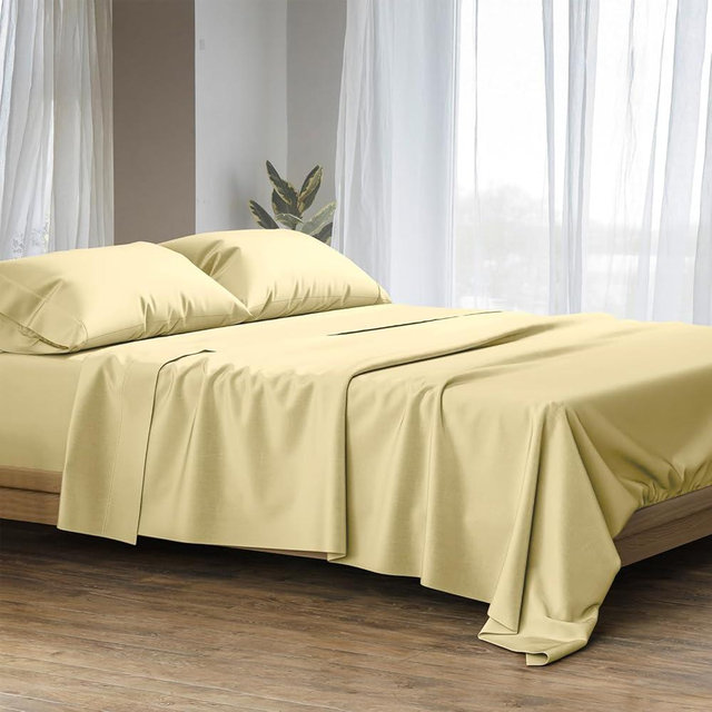 Ashton Sheets 100% Egyptian Cotton Sheets Queen Size - 1500 Thread Count Queen Size Sheets Set Egyptian Cotton, 4 PC Luxury Bedsheet (Beige), Soft, Cooling, 17" Deep Pocket Sateen Weave Bedsheet Set