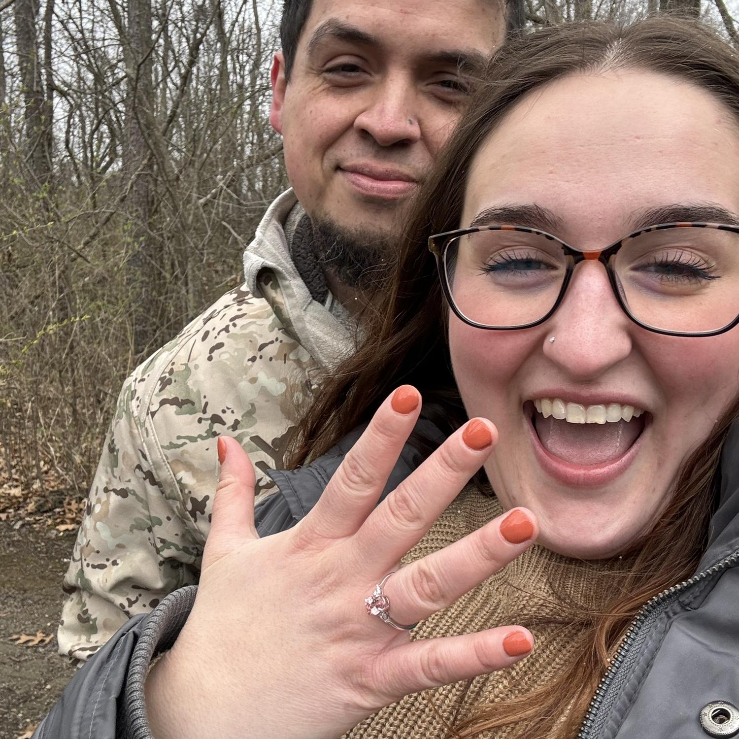 Our first selfie right after getting engaged!