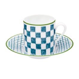 Hermès A Walk in the Garden Coffee Cup & Saucer, Blue