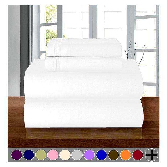 Elegant Comfort Luxurious Three-Line Emroidered 4-Piece Wrinkle Resistant Coziest Bed Sheet Set