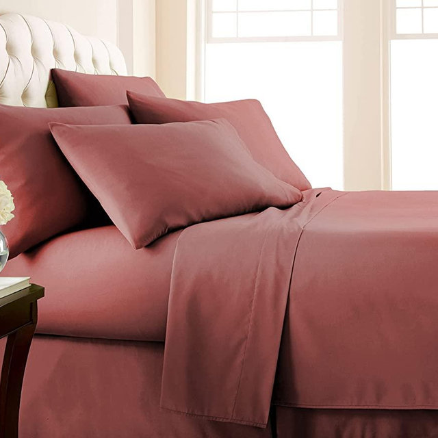 Vilano Springs, 6-Piece, 21-Inch Extra Deep Pocket Sheet Set, Premium Quality, Easy Care, Shrinkage Free Sheet Set with 1 Flat Sheet, 1 Fitted Sheet, 4 Pillowcases, Marsala, King