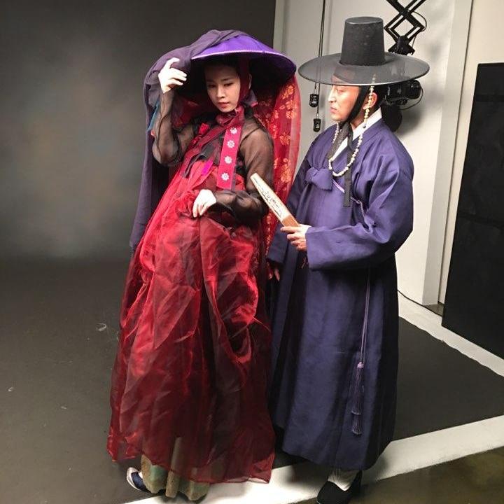 from our wedding photoshoot: yangban from the Chosun dynasty and a Korean geisha