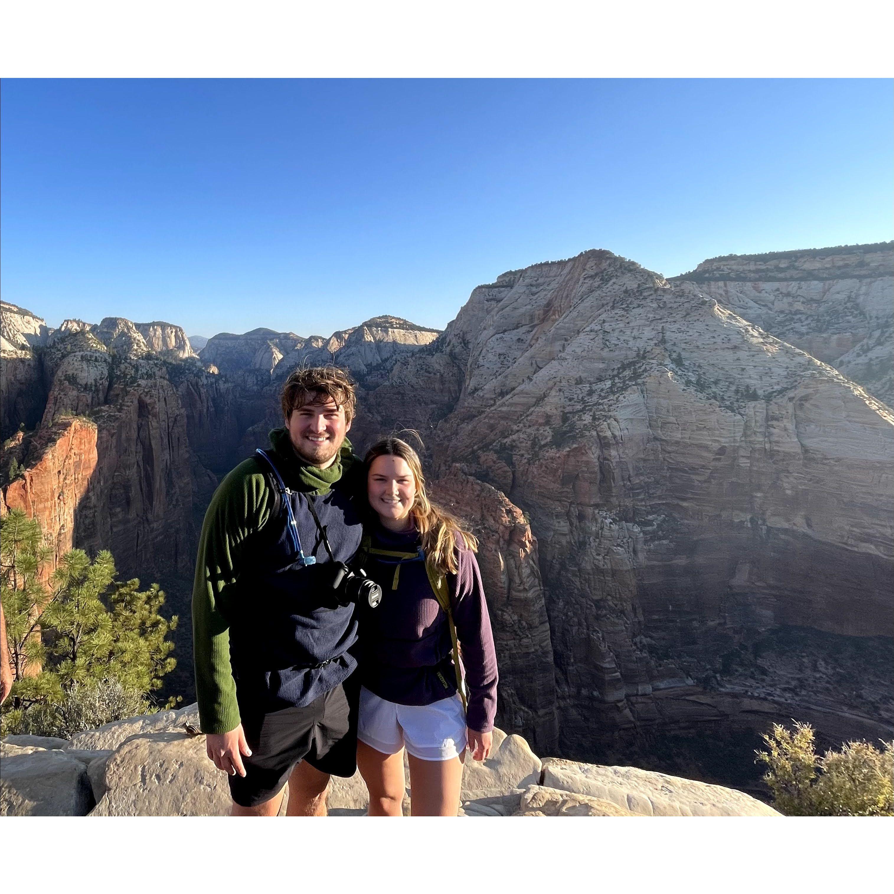Zion National Park at the top of Angel's Landing