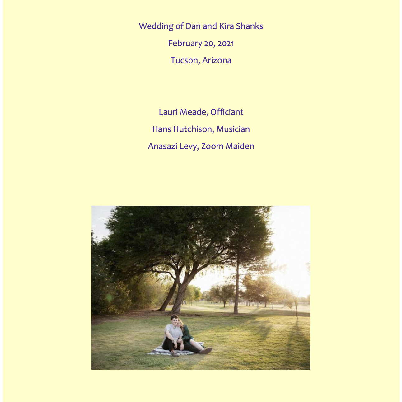 Wedding program!