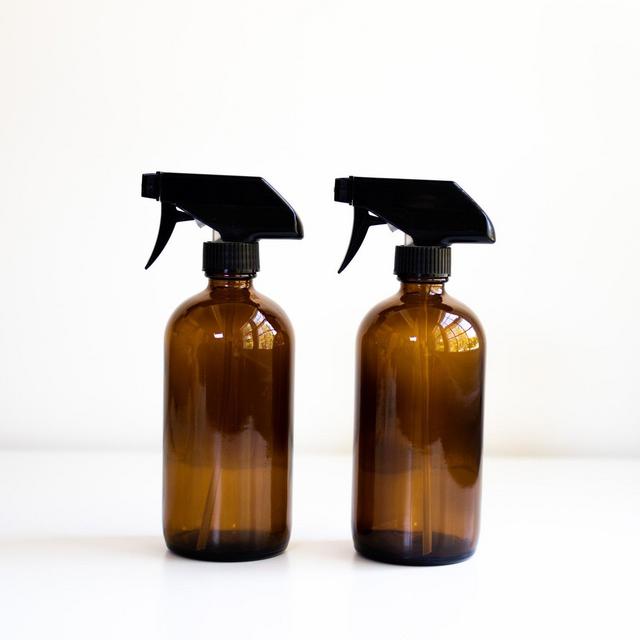Amber Glass Spray Bottles (16 oz), Set of 2