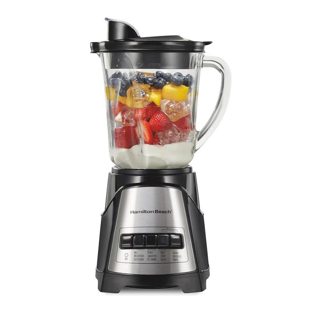 Hamilton Beach Power Elite Wave Action Blender For Smoothies, 40 Oz Glass Jar, 12 Functions Including Puree, Crush Ice, 700 Watts - Black (58148A)