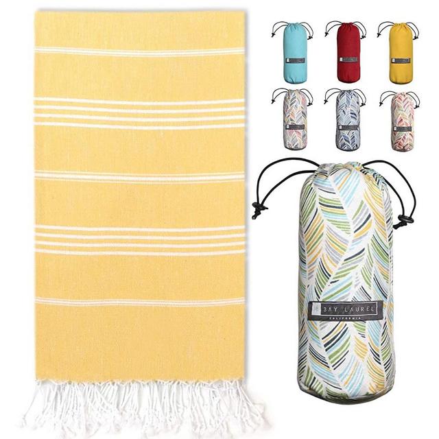 Turkish Towel with Beach/Travel Bag (39" x 71") - Pre-Washed - 100% Cotton Bath Towels - Effective, Absorbent and Quick Dry Beach Towel - Washer Safe Peshtemal Towel with No Shrinkage - Eco-Friendly