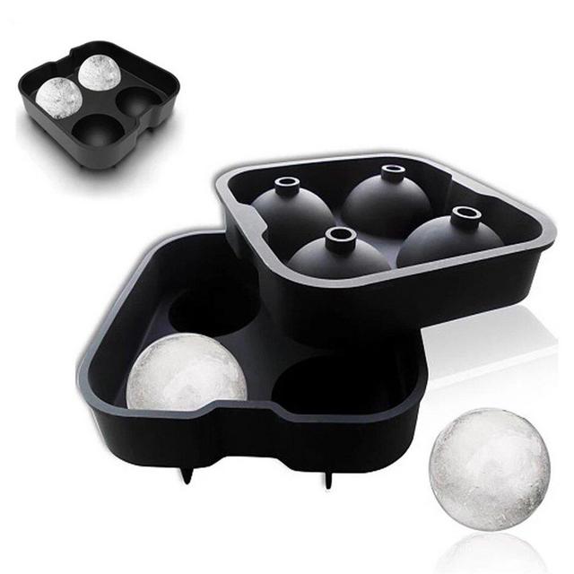 Sphere Ice Ball Maker with lids for Whiskey, Cocktails and Beverages-Flexible,PBA Free