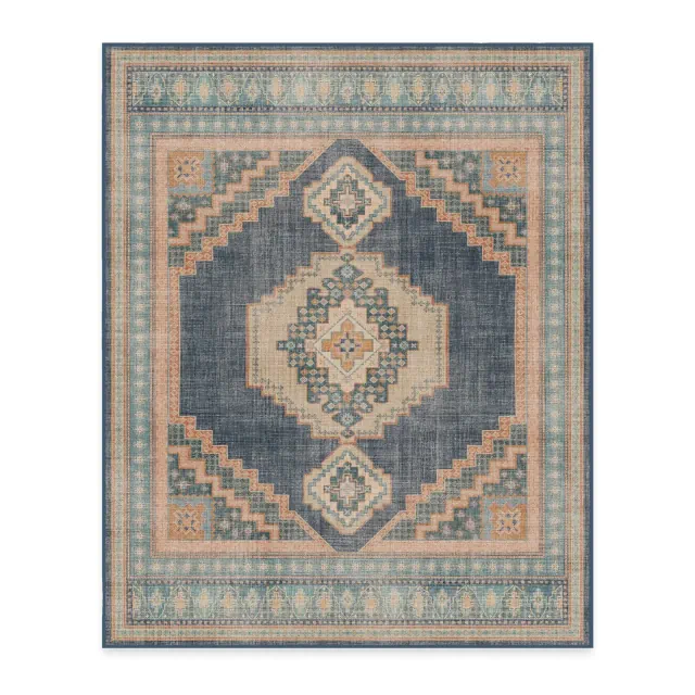 Ruggable Rayne Washable Bohemian Area Rug - Soft Navy 8'x10'.