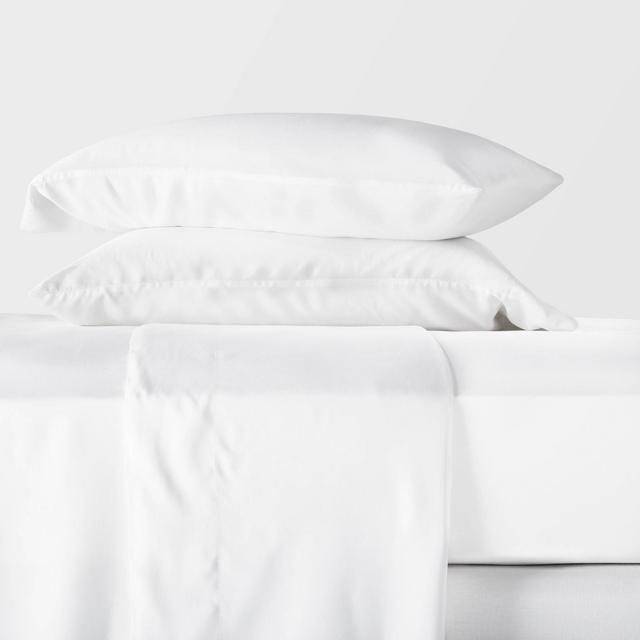 Queen 400 Thread Count Lyocell Solid Sheet Set White - Casaluna™