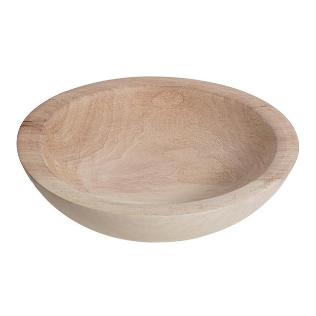 RUIRUICO Hand Carved Wooden Decorative Bowl for Home Entryway Decor, Wood Centerpiece Bowl for Coffee Table Decor, Wood Dough Bowl for Farmhouse Decor (Natural)