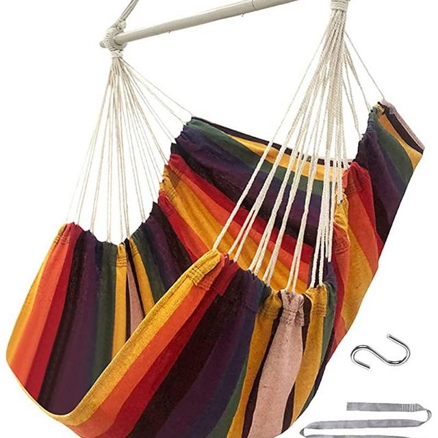 ADVOKAIR Hanging Chair Hammock Chair Swing (500 lbs Max) - Comfortable Hanging Rope Swing for Bedroom, Outdoor Patio, Porch, Deck - Indoor and Outdoor - Sturdy Steel Bar with Anti-Slip Safety Rings