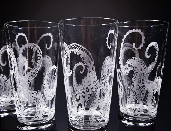 Octopus Glassware Set, Set of 4