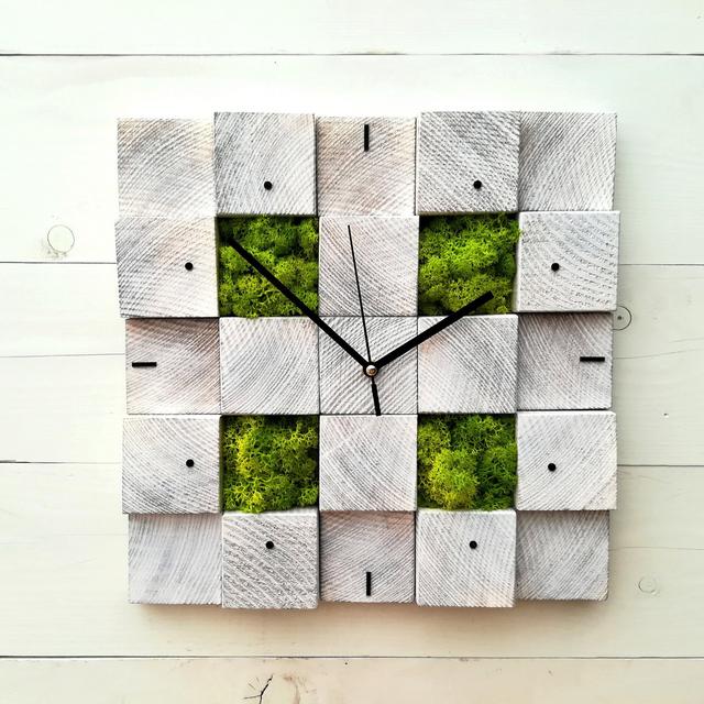 Moss Clock Chartreuse, Wooden Wall Clock,...