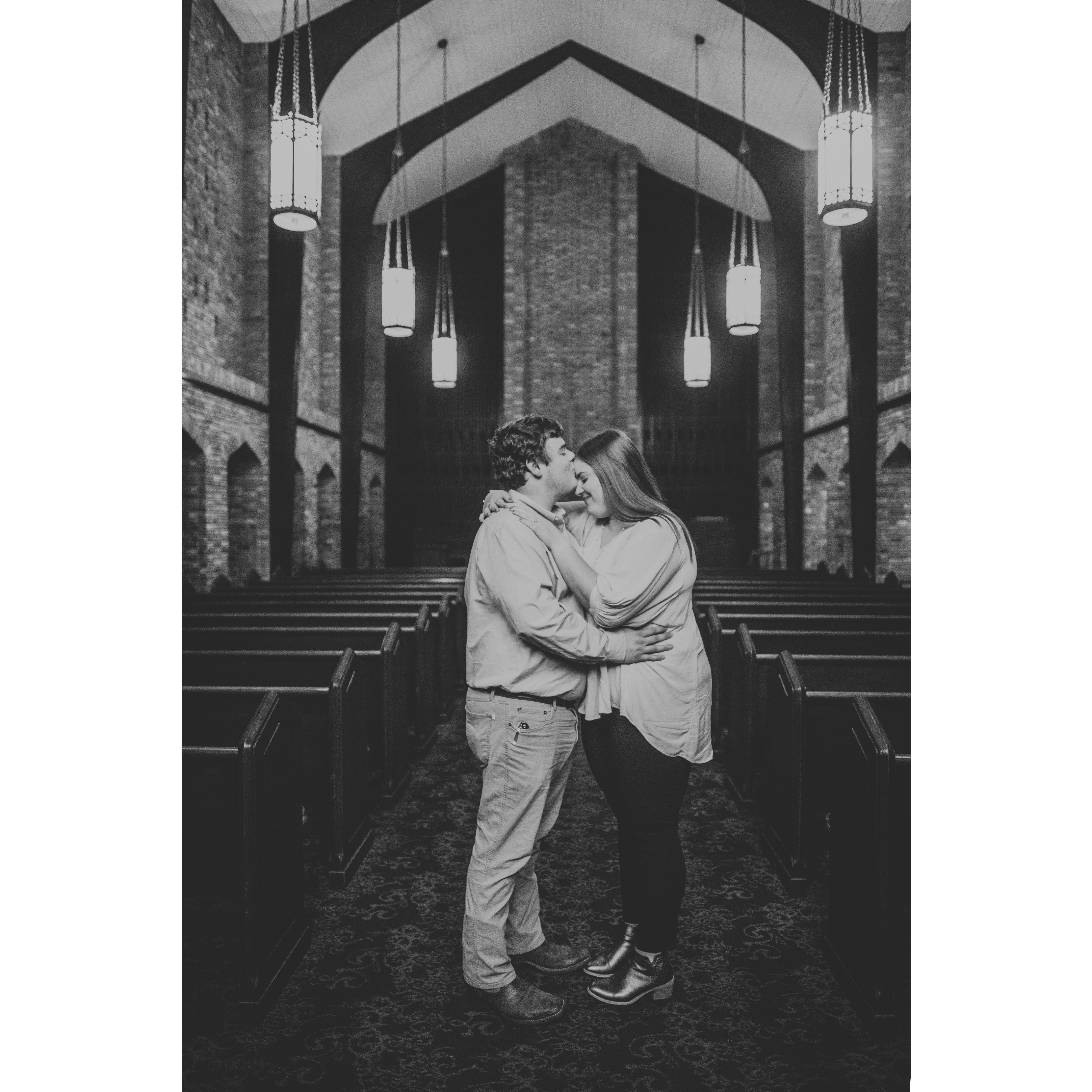 Precious moment inside the Chapel of Memories on  the campus of Mississippi State University.