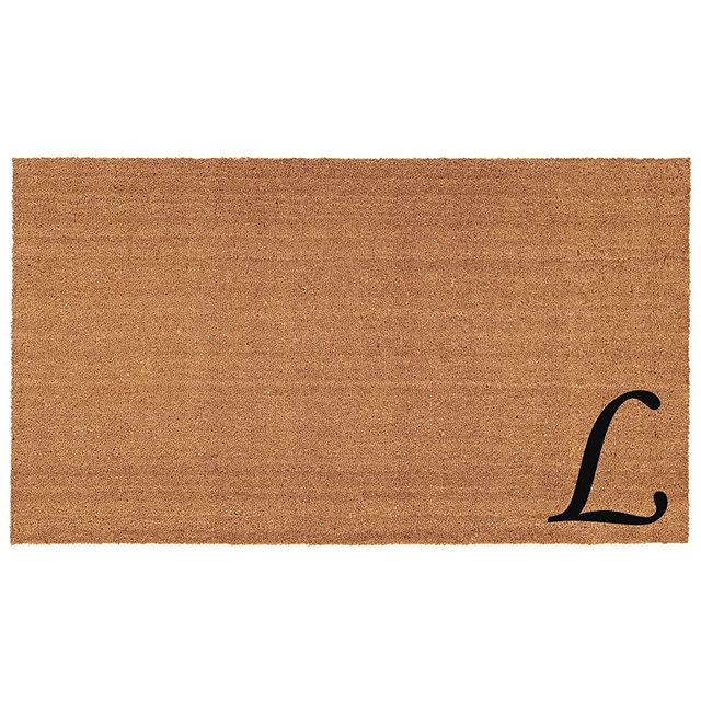 Home & More 153622436L Urban Chic Monogram Doormat (Letter L), Black/Natural, 24" x 36"