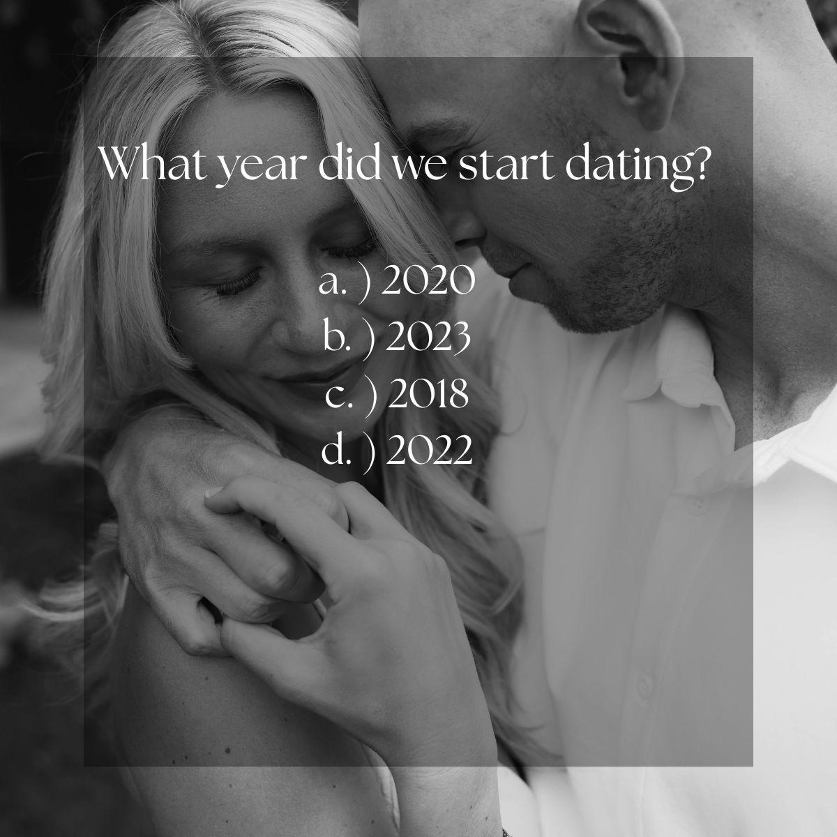 b. ) We started dating in August of 2023 with long distance, Madi was finishing up her first year of PA school and Haydon was working in Idaho as a police officer..