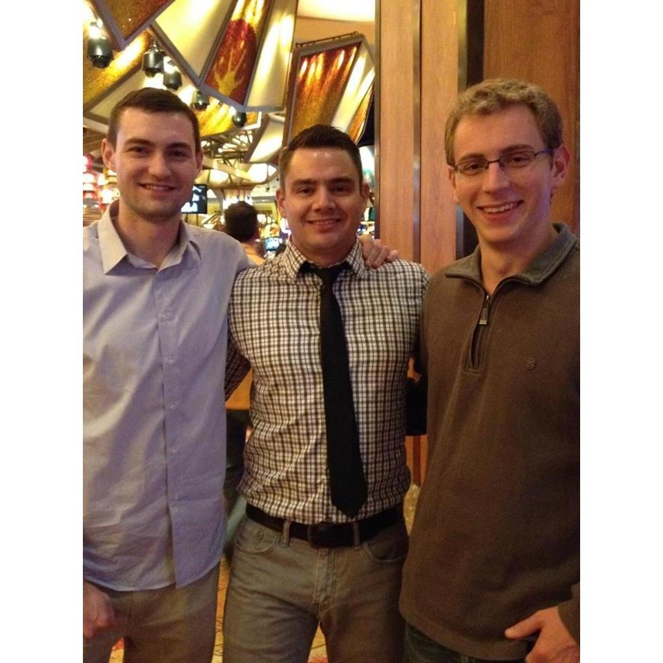 Evan, best man Ryan Govoni and groomsman Matt Rovelli at Mohegan Sun Casino.