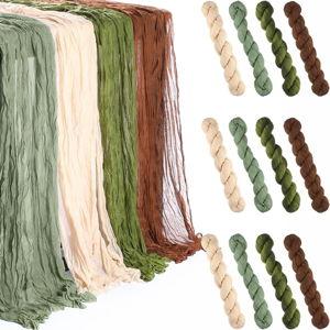 12 Pcs 6ft Cheesecloth Gauze Table Runners 35 x 71 Inches Boho Cheese Cloth Romantic Table Runners Wedding Decor Rustic Sheer Runner for Wedding Bridal Shower Birthday Party Decor