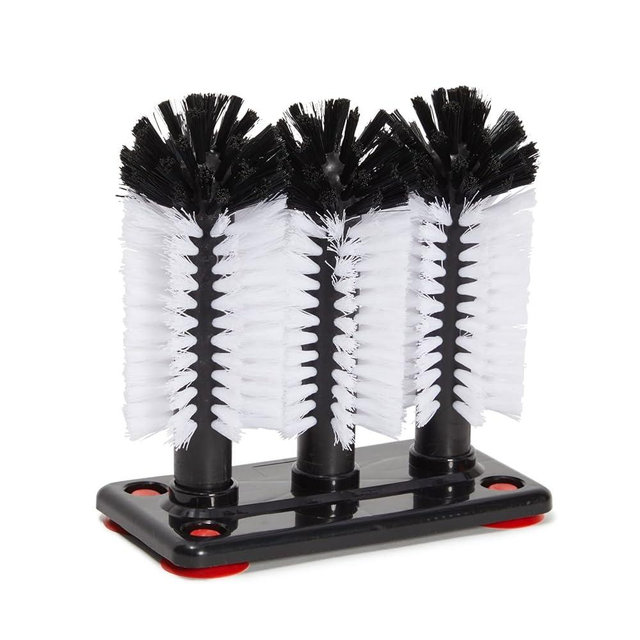 Stockroom Plus Bar Wine Glass Washer for Sink - 3 Head Bottle Brush Cleaner with Suction Base for Kitchen