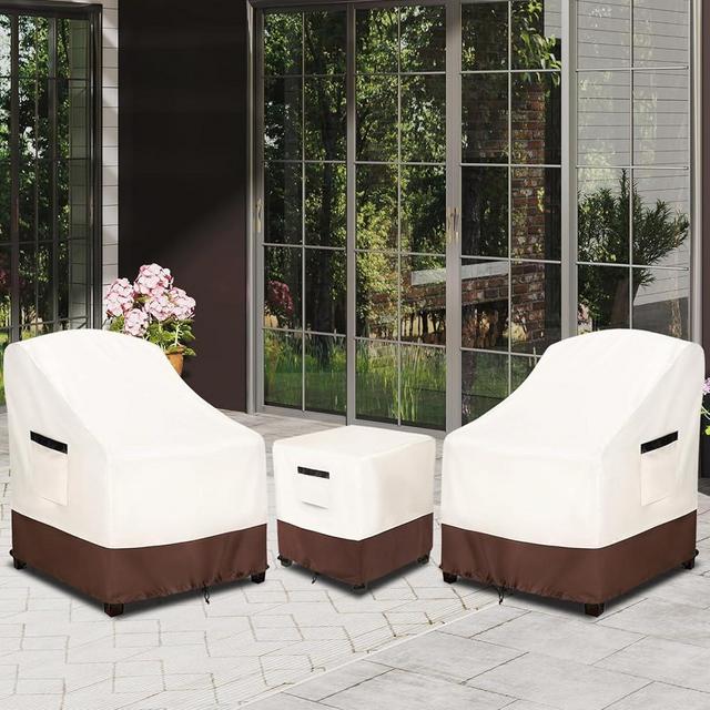 Osileyo Patio Furniture Covers for 3 Piece Outdoor Bistro Sets,100% Waterproof Outdoor Furniture Cover,Includes 2 Chairs and Coffee Table Coffee Table Cover,Beige & Brown