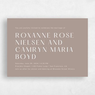 Rich Taupe, Beige Wedding Invitation - Cerrito Type