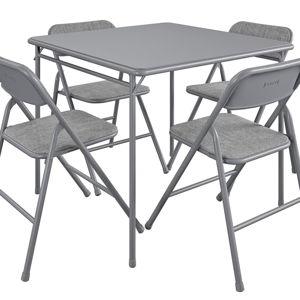 COSCO Premium 5-Piece Folding Table & Chair Dining Set, Gray