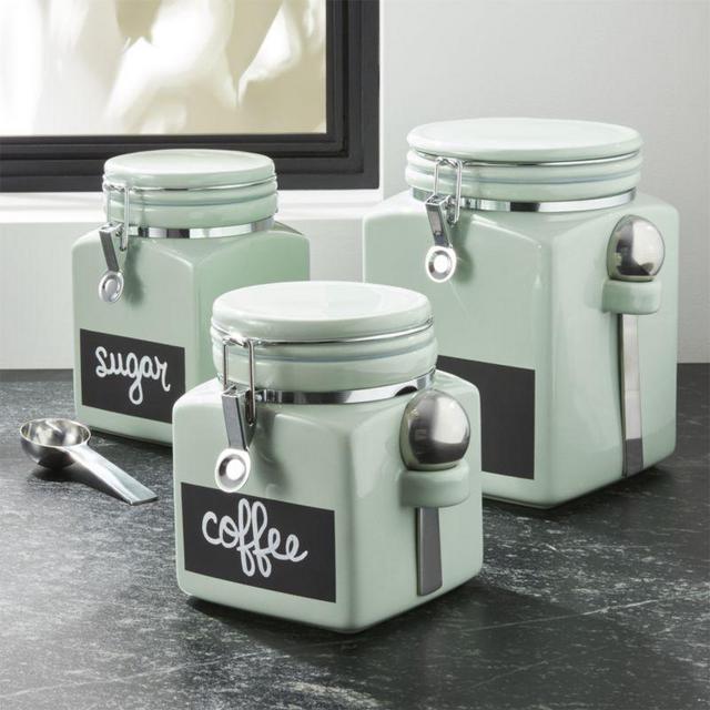 Medium Pistachio Clamp Canister with Chalkboard