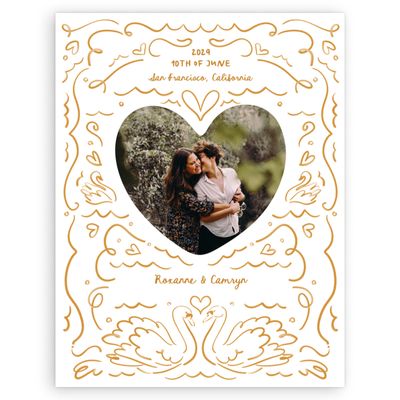 Orche, Orange Wedding Digital Save the Date - Somero Portrait